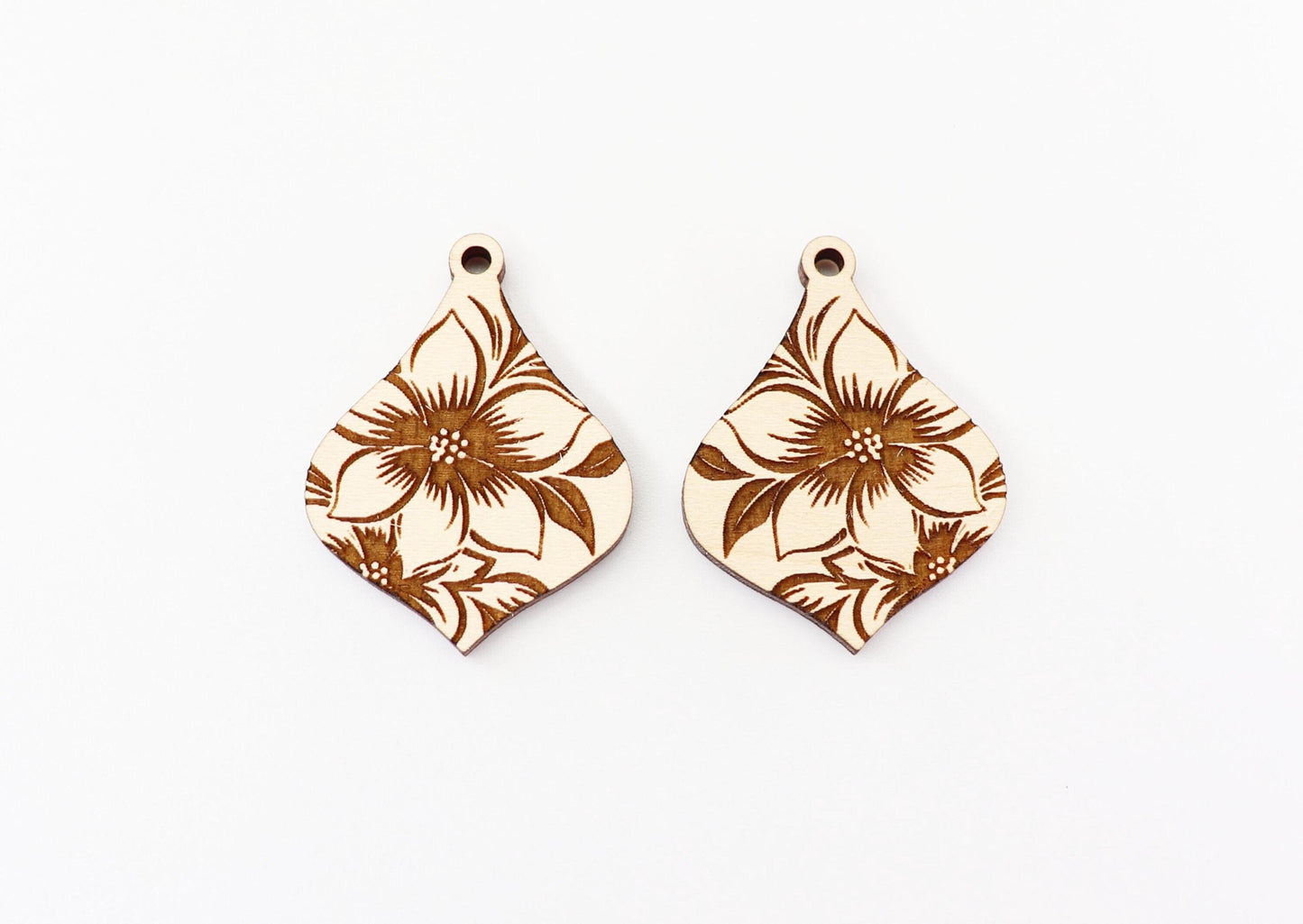 Floral wood earring blanks, earring findings,