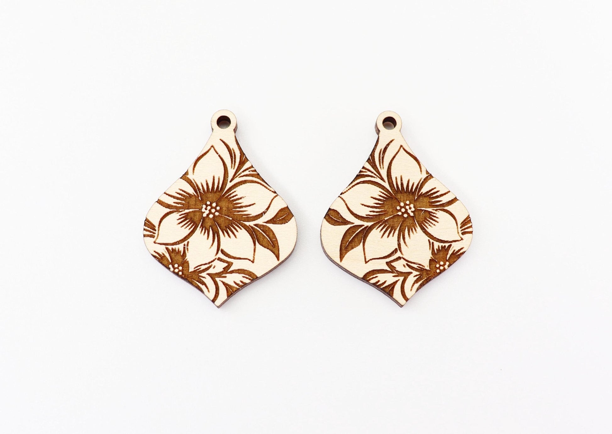 Floral wood earring blanks, earring findings,