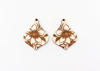 Floral wood earring blanks, earring findings,