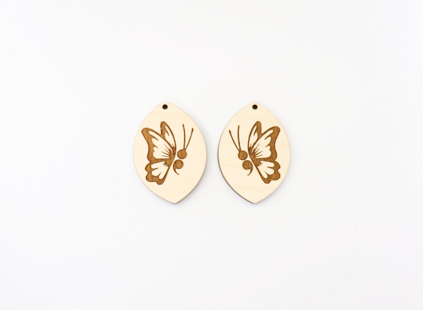 Semicolon butterfly wood blanks, earring blanks