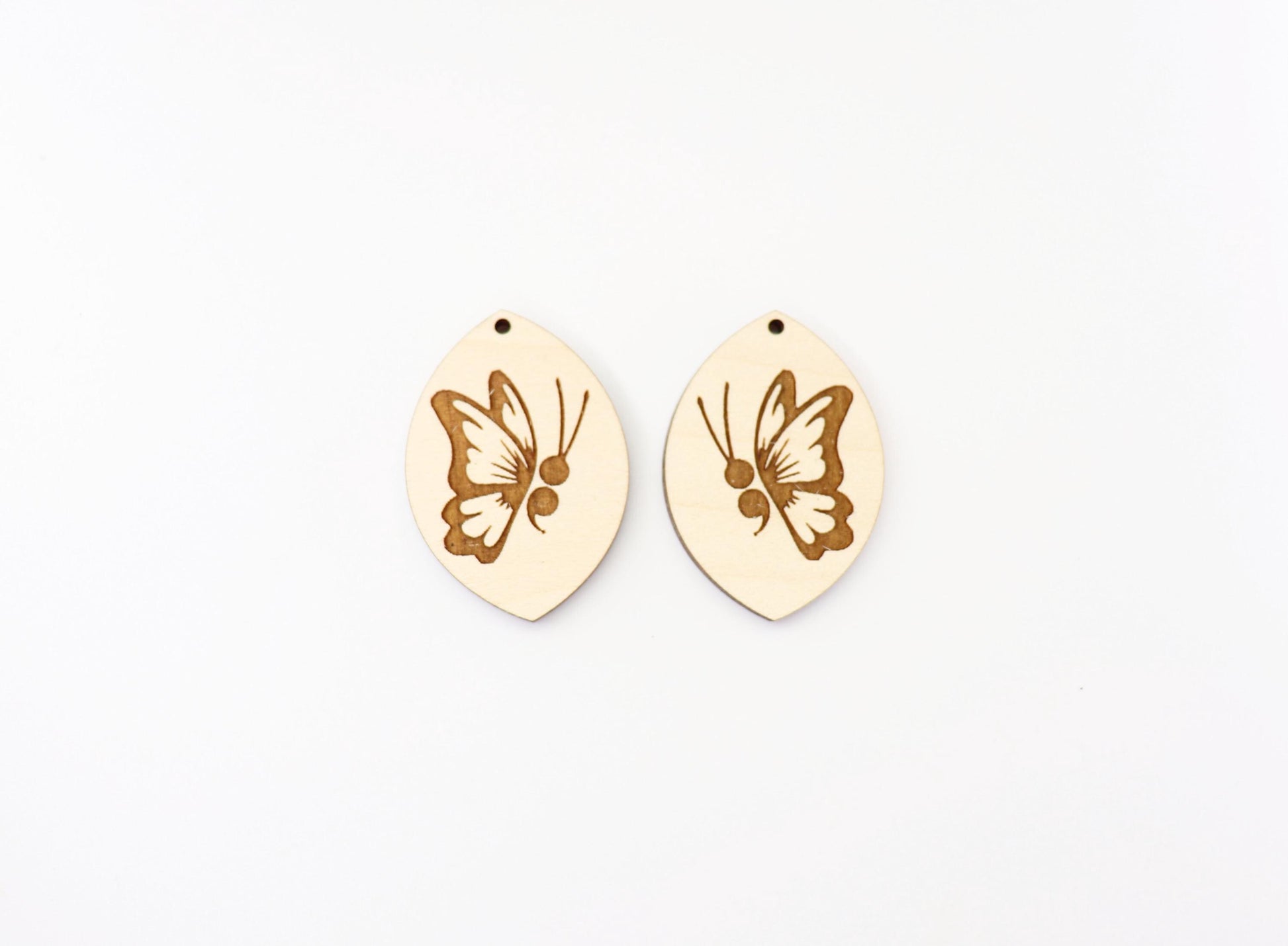 Semicolon butterfly wood blanks, earring blanks