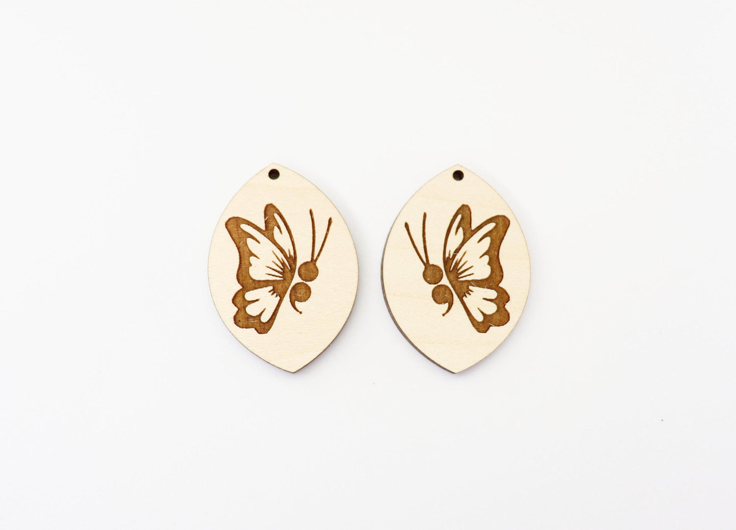 Semicolon butterfly wood blanks, earring blanks