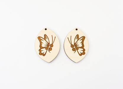 Semicolon butterfly wood blanks, earring blanks