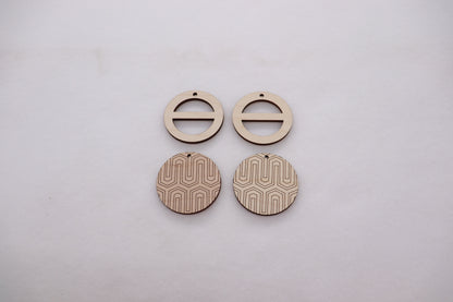 Round wood earring blanks, DIY earrings, earring blanks, sold per set