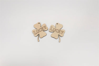 Four leaf clover  wood earring blanks, DIY earrings, earring blanks, sold per set