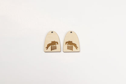 Horse wood earring blanks, DIY earrings, earring blanks, sold per set