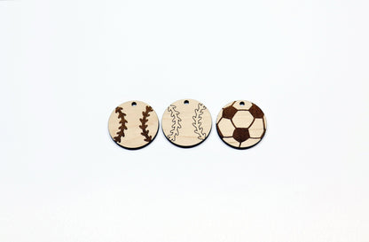 Laser cut car charm blanks, baseball car charm, soccer car charm