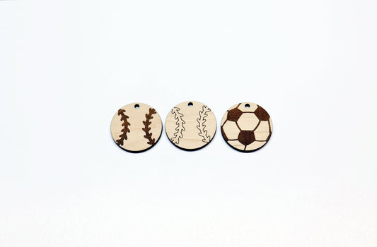 Laser cut car charm blanks, baseball car charm, soccer car charm