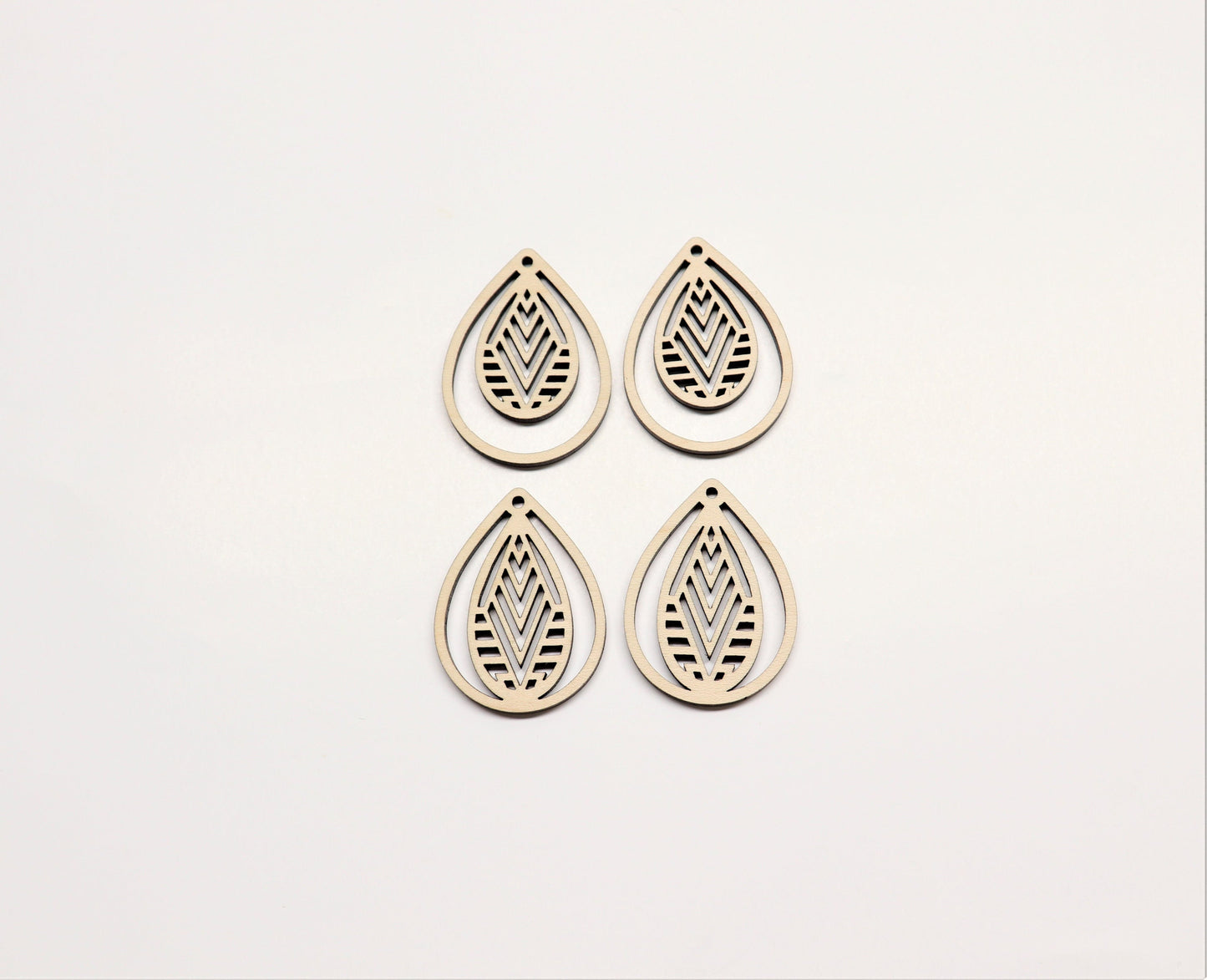 Teardrop wood earring blanks, DIY earrings, earring blanks, sold per set