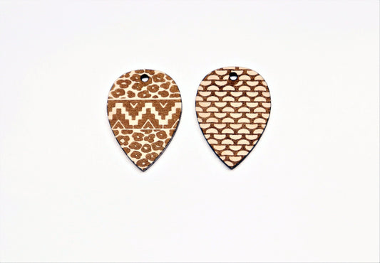 Reverse Teardrop wood earring blanks, DIY earrings, earring blanks, sold per set