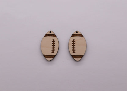 Football wood earring blanks, wood cutouts, earring blanks