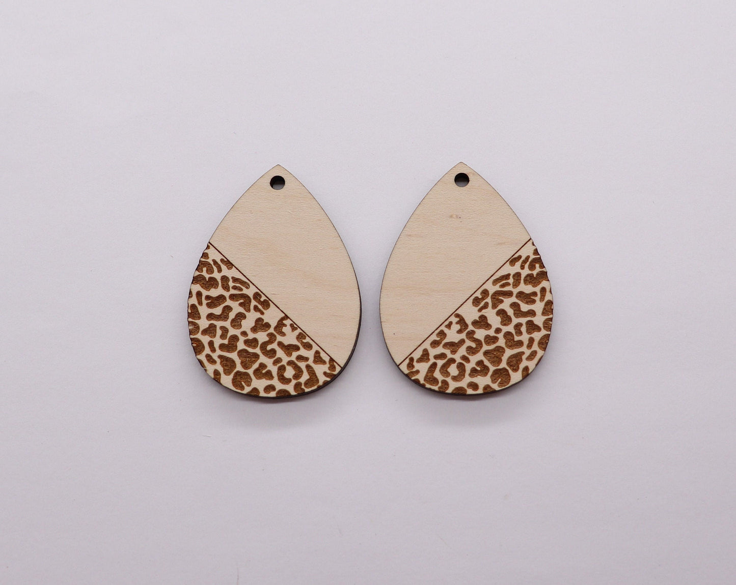 Leopard print Teardrops,  wood earring blanks, earring blanks