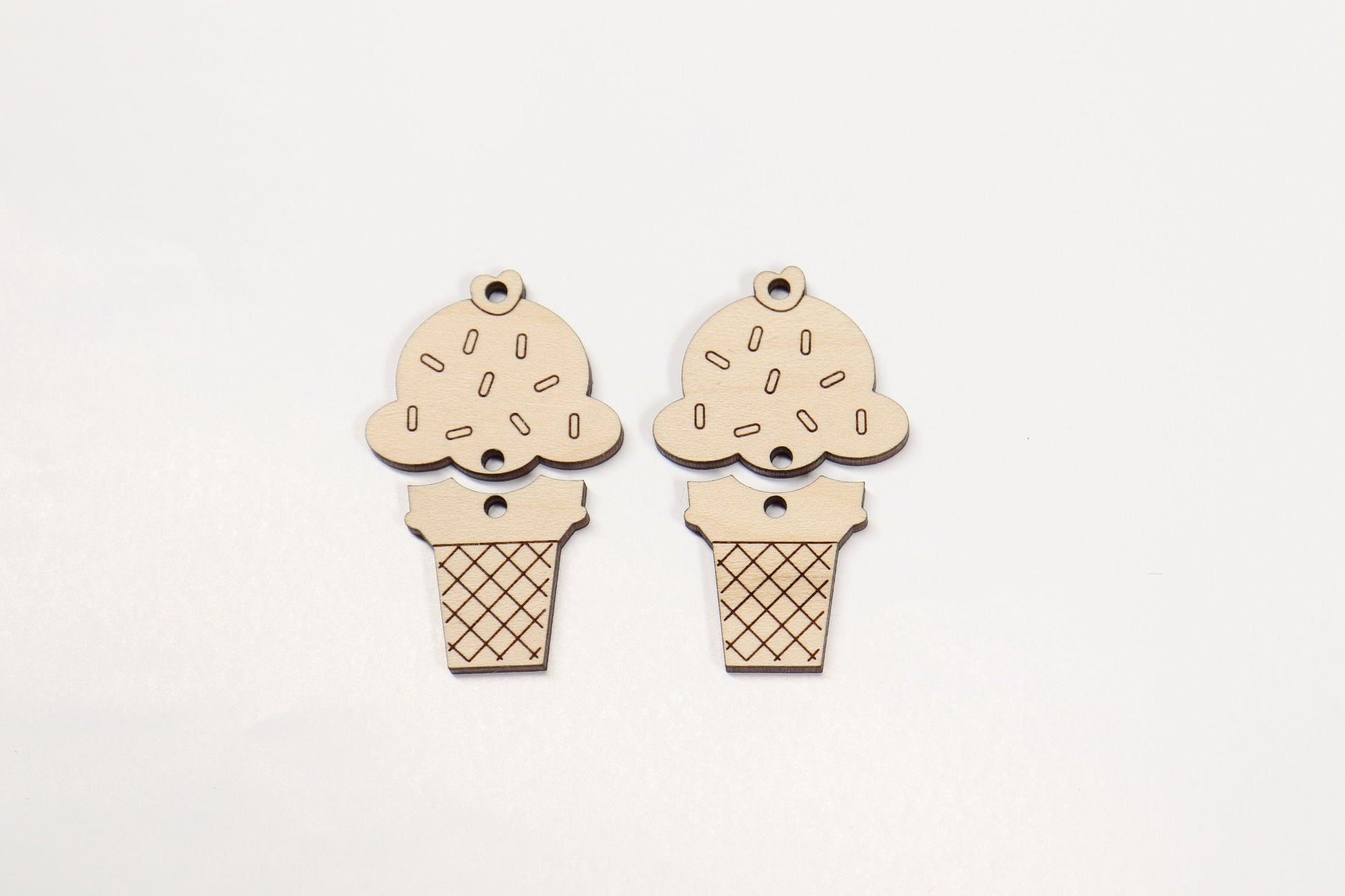 Ice Cream cone wood earring blanks, earring blanks, wood blanks