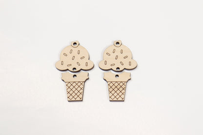 Ice Cream cone wood earring blanks, earring blanks, wood blanks