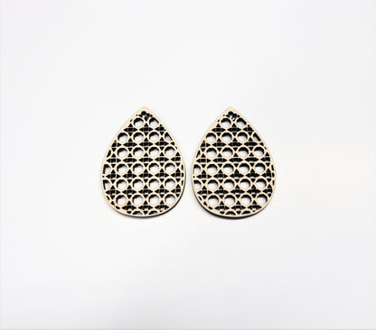 Rattan wood teardrop blanks, earring blanks, wood earrings