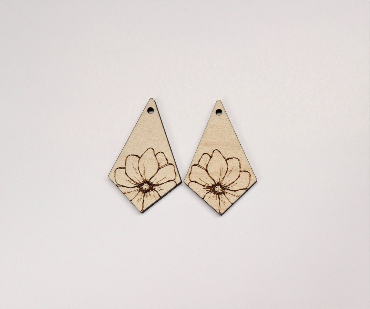 Floral earring blanks, wood cutouts, earring blanks