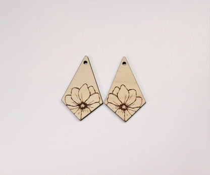 Floral earring blanks, wood cutouts, earring blanks