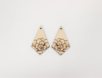 Floral earring blanks, wood cutouts, earring blanks