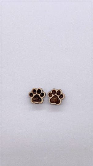 Paw print studs, wood blanks, earring blanks