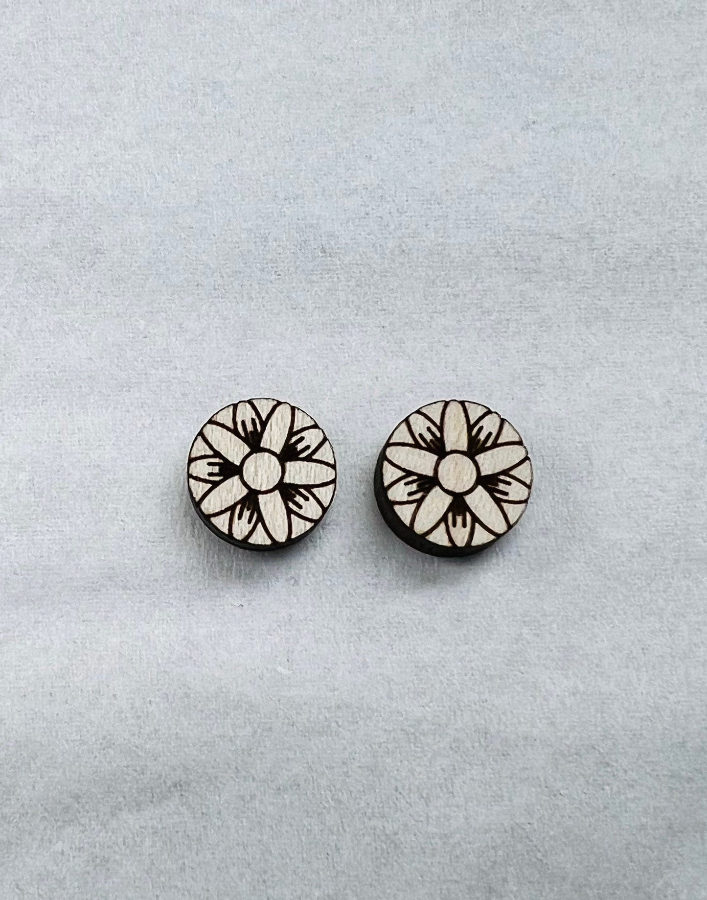 Floral stud blanks, earring blanks, wood studs