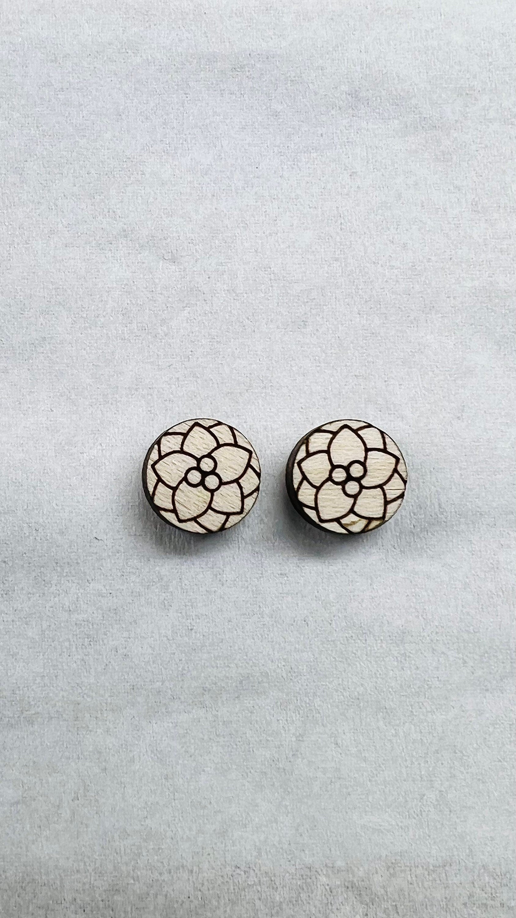 Floral stud blanks, earring blanks, wood studs