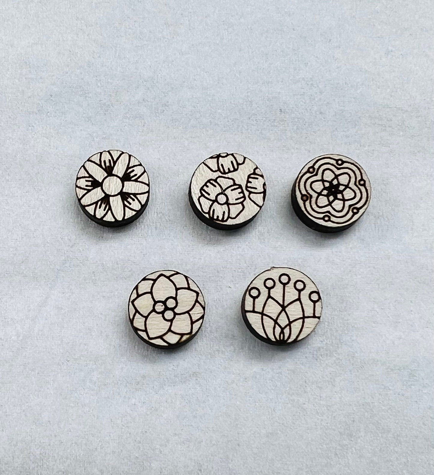 Floral stud blanks, earring blanks, wood studs