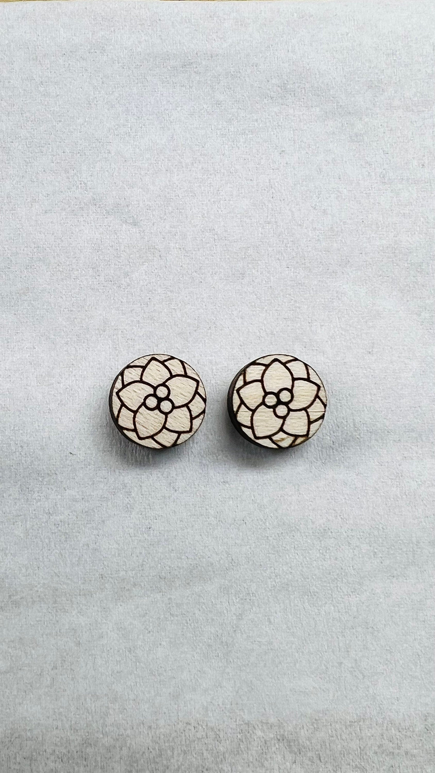 Floral stud blanks, earring blanks, wood studs