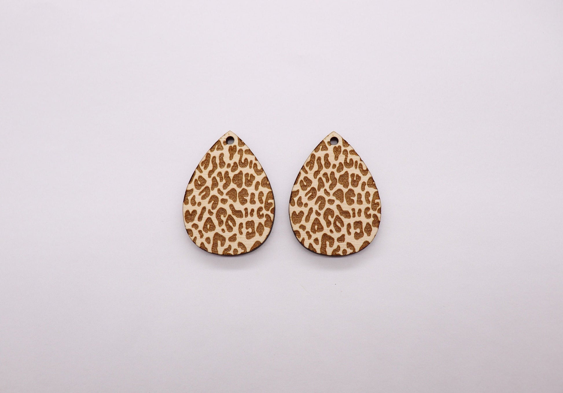 Cheetah print Teardrop wood earring blanks