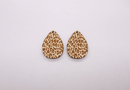 Cheetah print Teardrop wood earring blanks