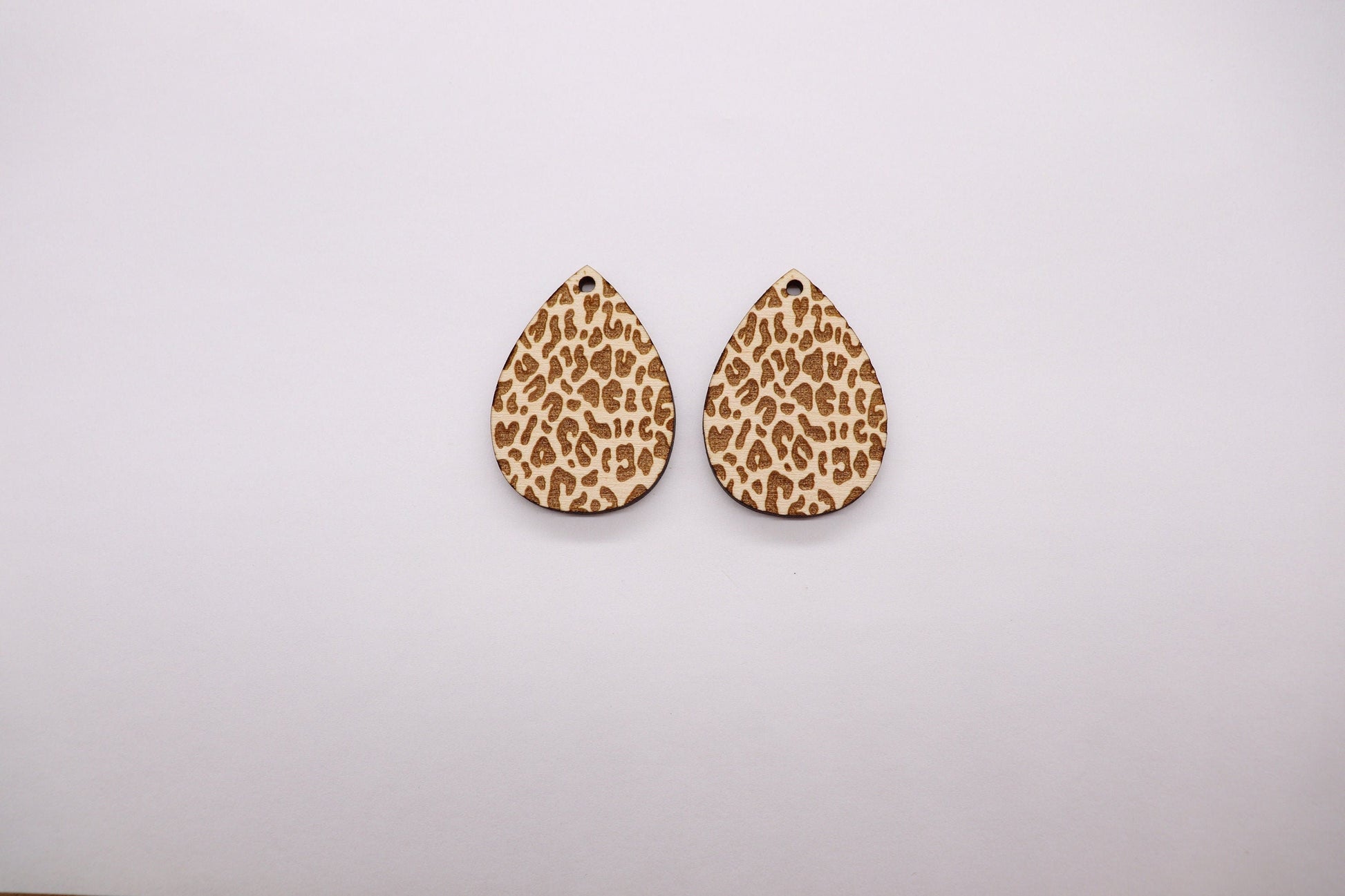 Cheetah print Teardrop wood earring blanks