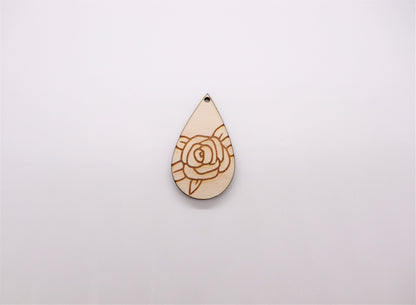 Flower Teardrops, wood earring blanks, wood cutouts