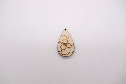 Flower Teardrops, wood earring blanks, wood cutouts