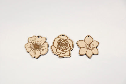 Flower blanks, earring blanks, wood earrings