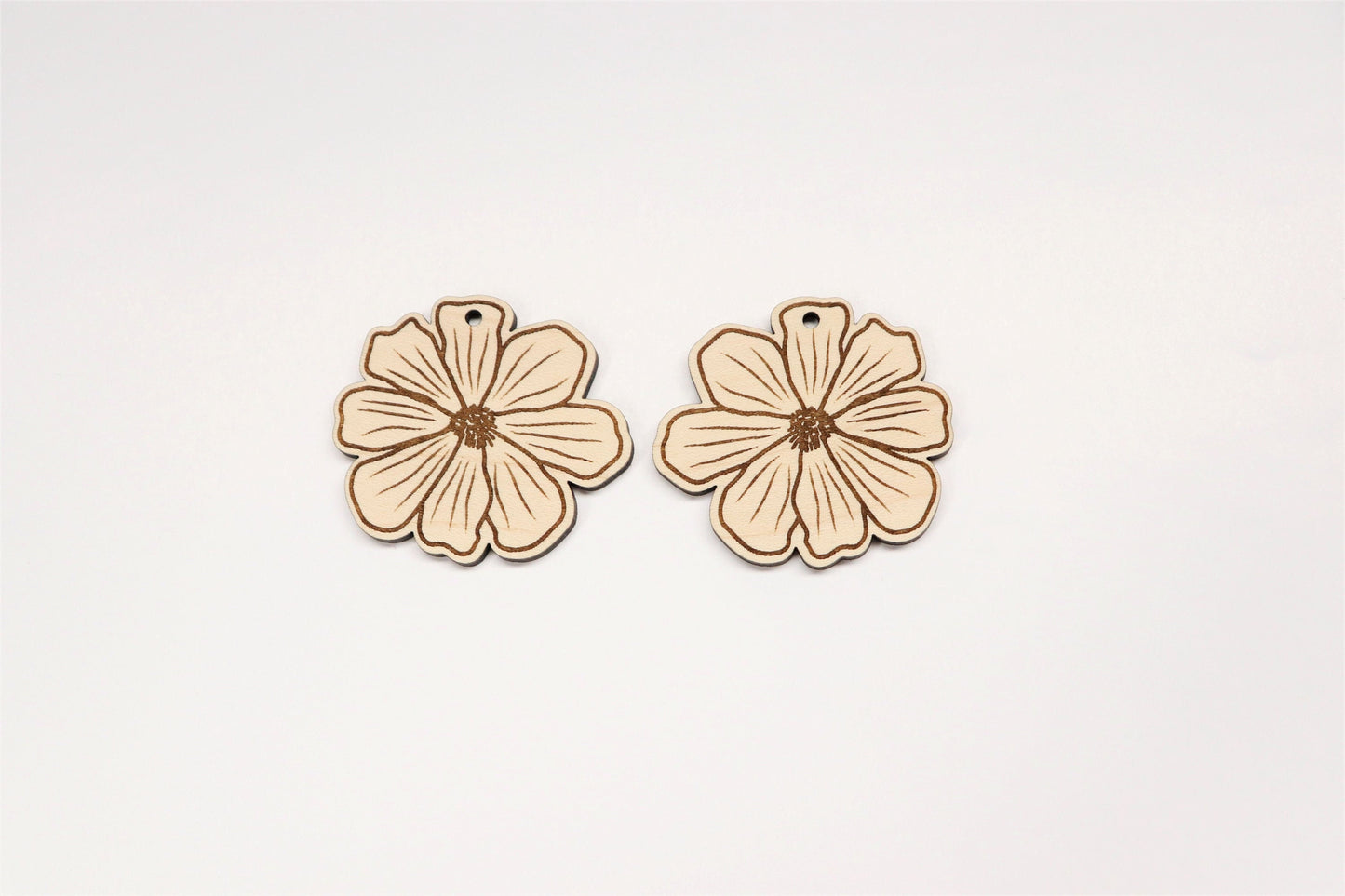 Flower wood earring blanks, earring blanks, wood cutouts