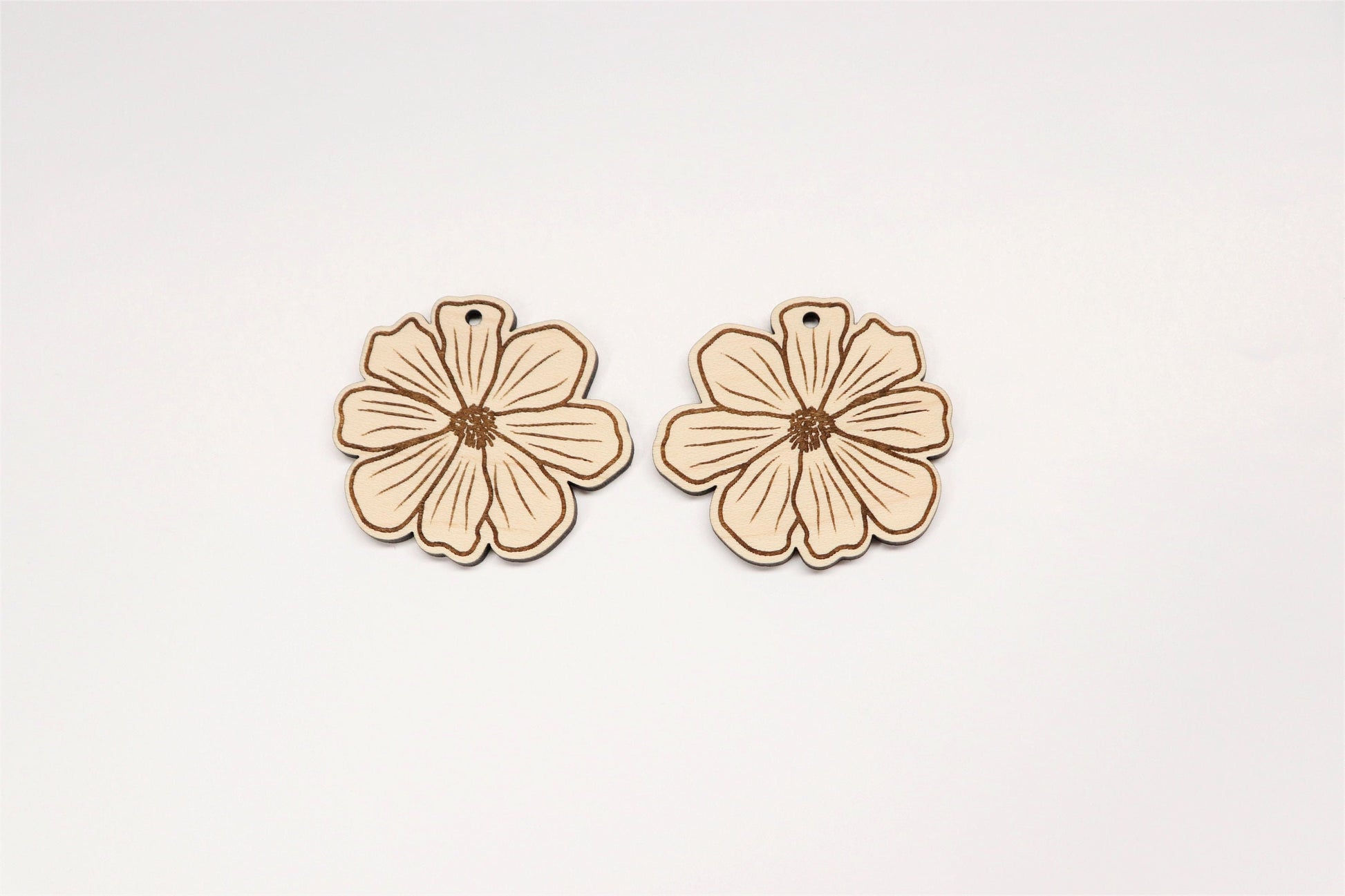 Flower wood earring blanks, earring blanks, wood cutouts