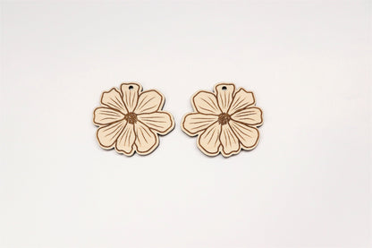 Flower wood earring blanks, earring blanks, wood cutouts