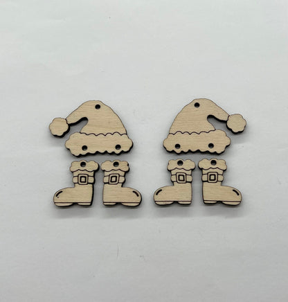 Santa wood earring blanks, earring supplies, wood shapes