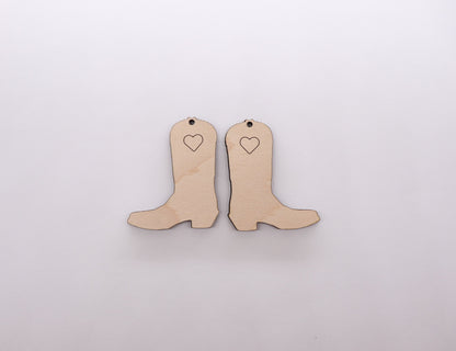 Cowboy boot earring blanks, wood blanks, DIY earrings