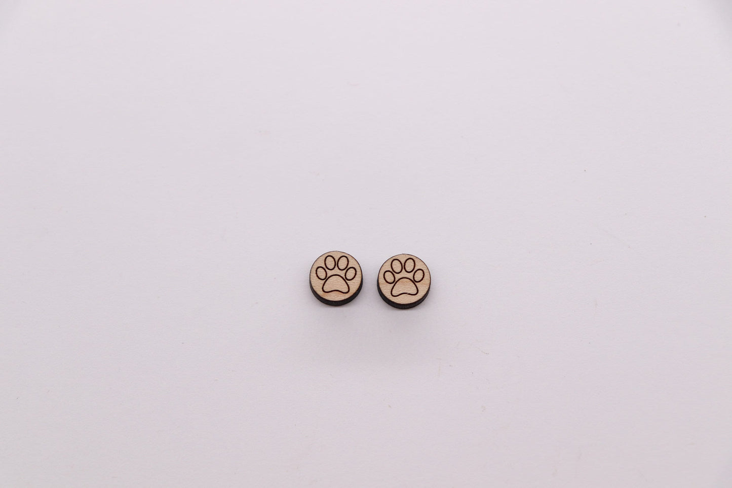 Paw print stud blanks, earring blanks, wood cutouts