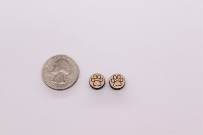 Paw print stud blanks, earring blanks, wood cutouts