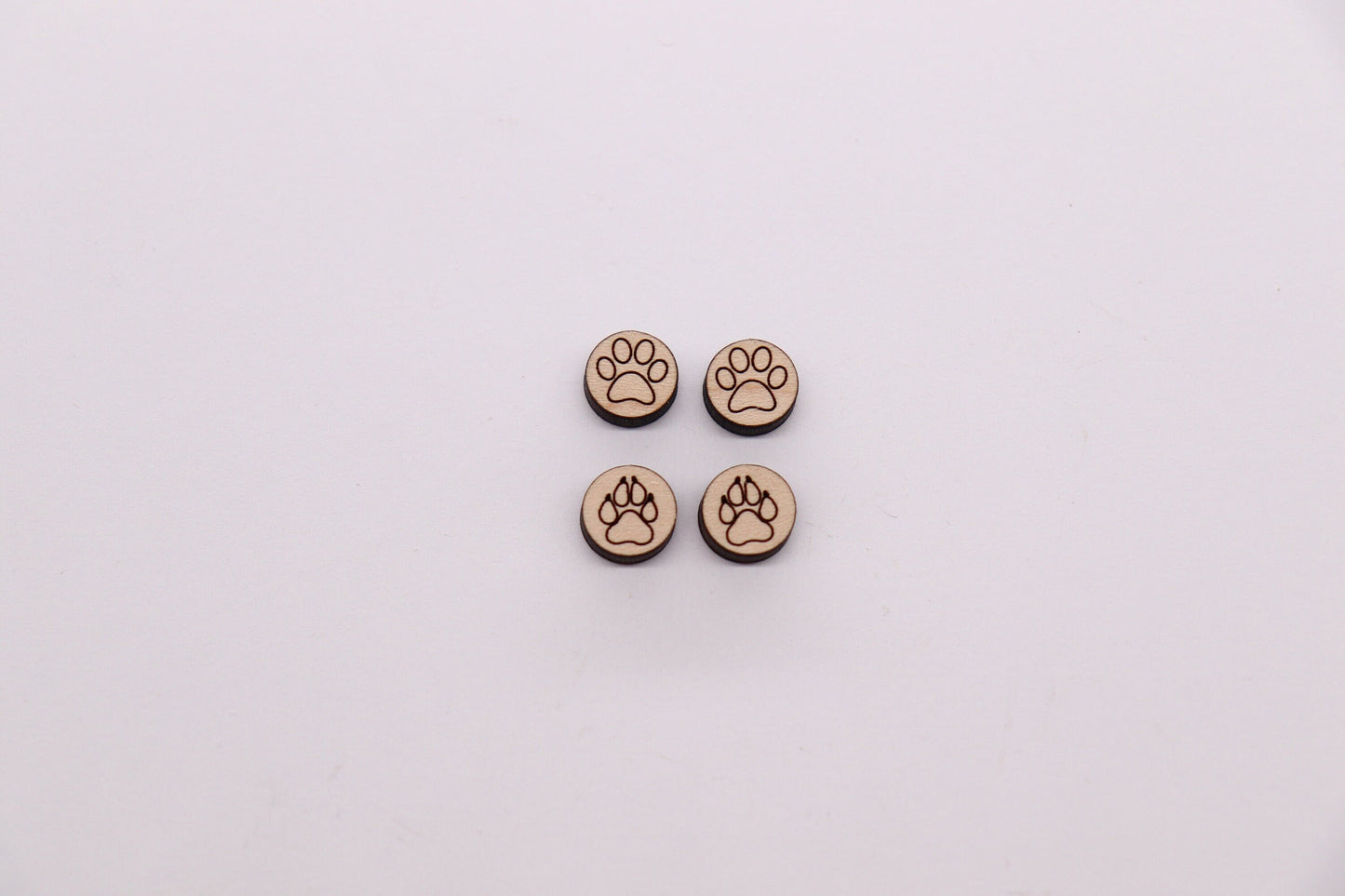 Paw print stud blanks, earring blanks, wood cutouts