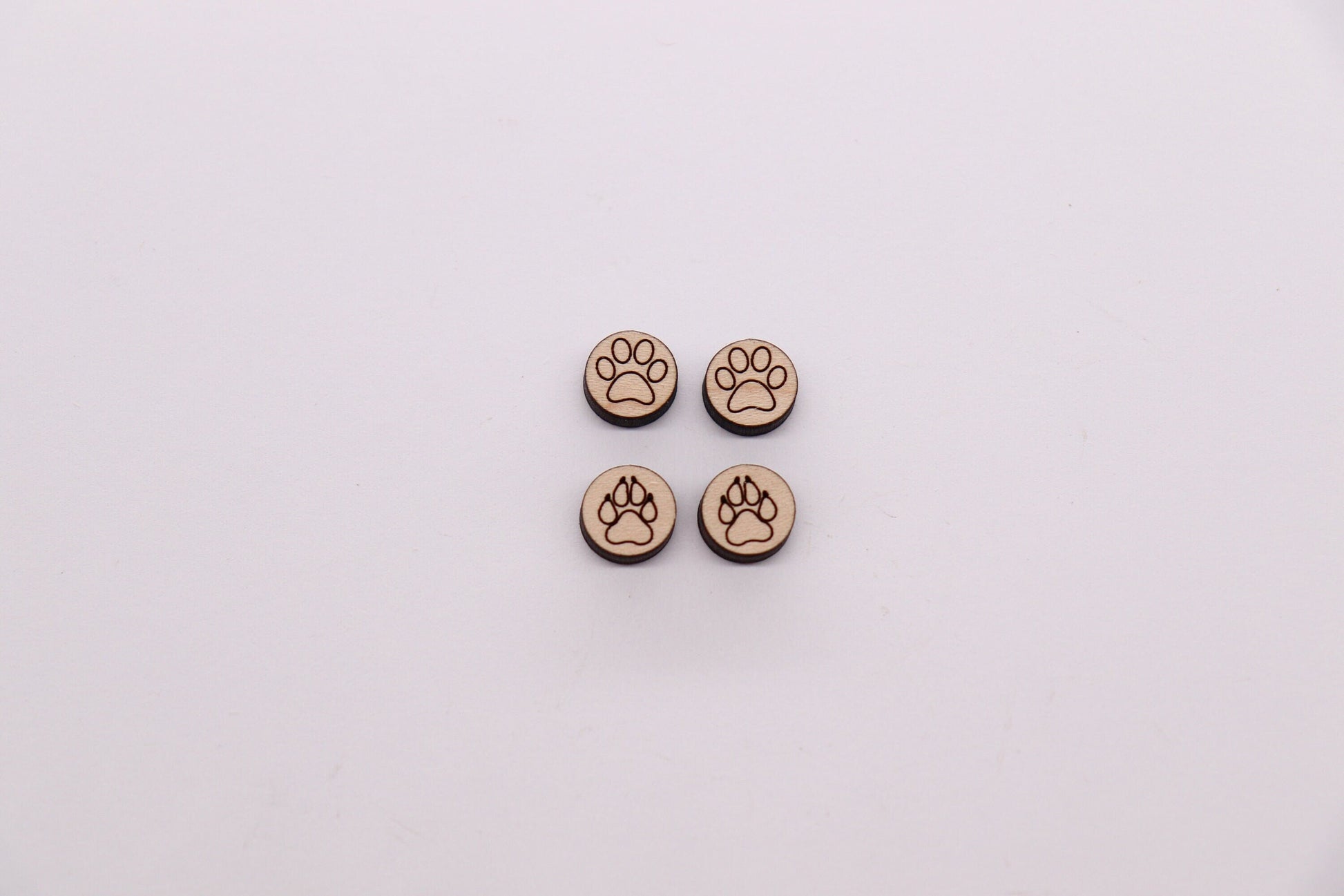 Paw print stud blanks, earring blanks, wood cutouts