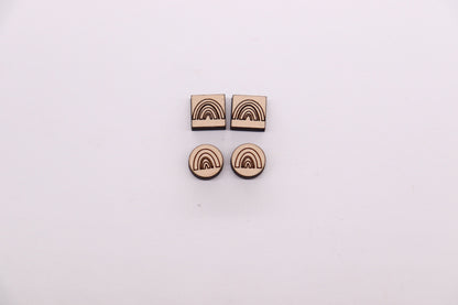 Rainbow stud blanks, earring blanks, wood cutouts