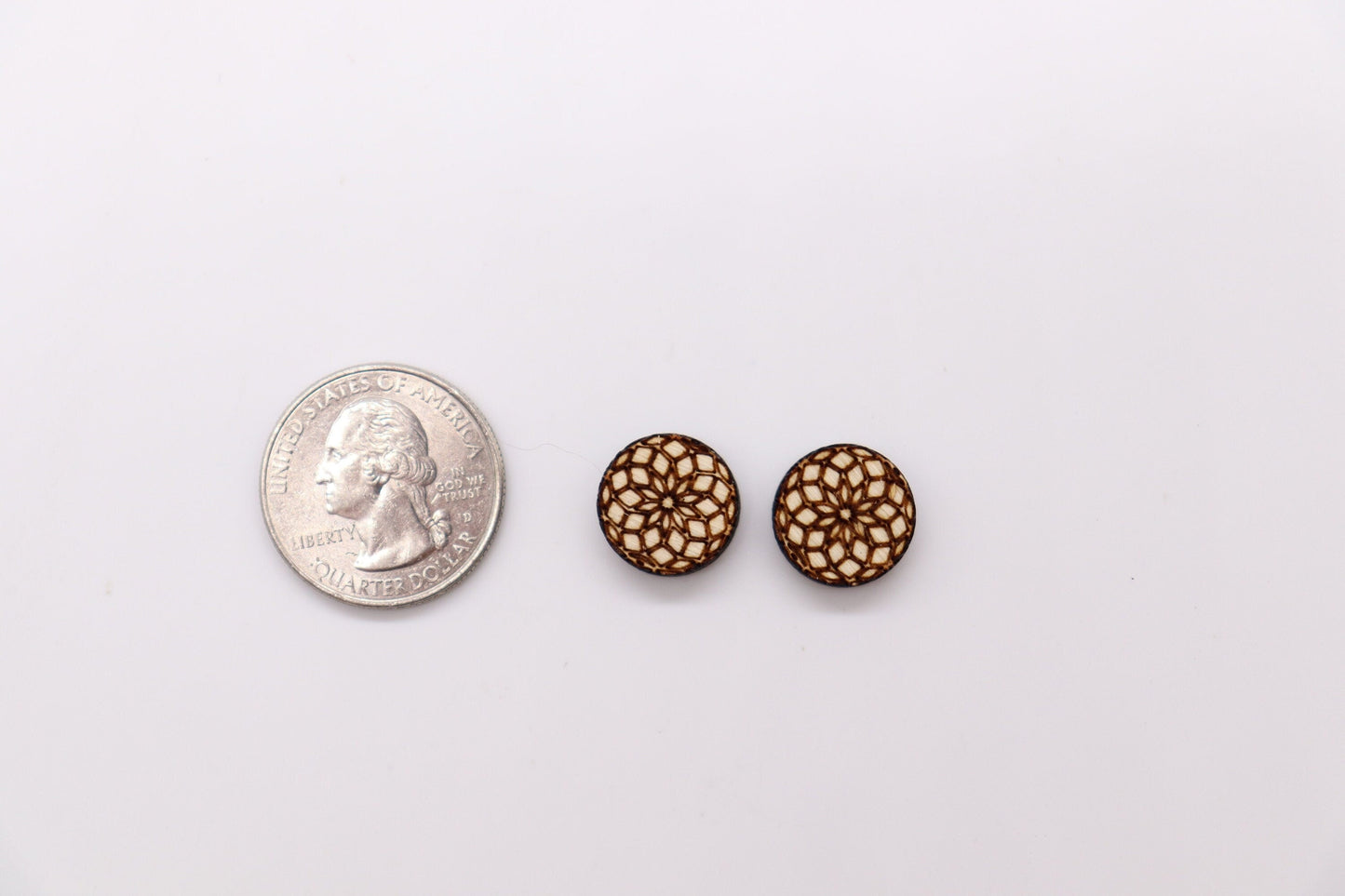 Round wood stud earrings, earring making, wood cutouts