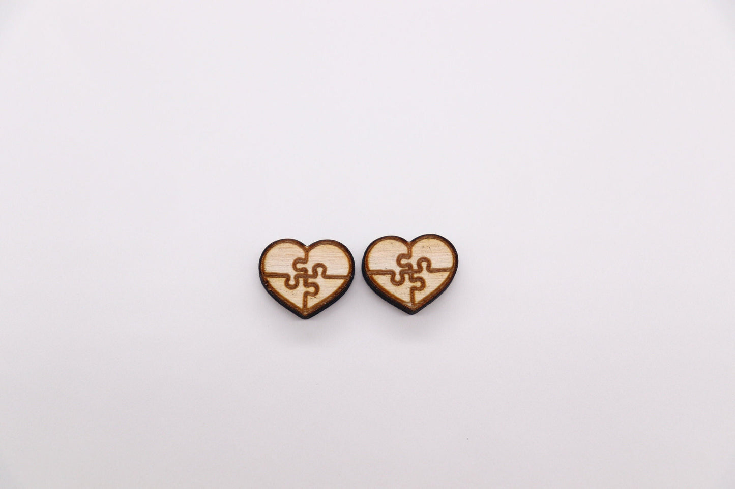 Autism heart wood stud blanks, wood cutouts, earring blanks