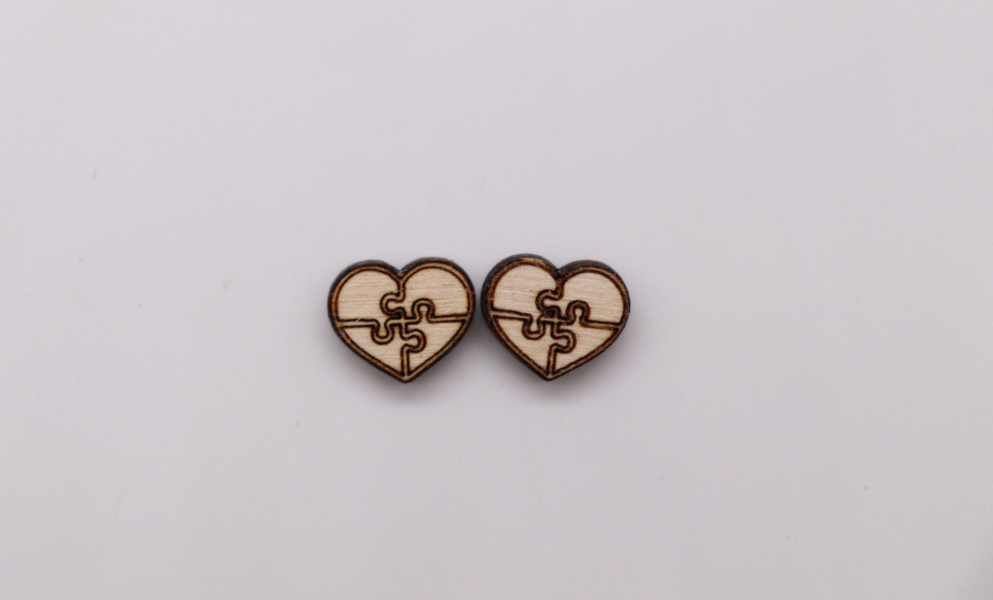 Autism heart wood stud blanks, wood cutouts, earring blanks