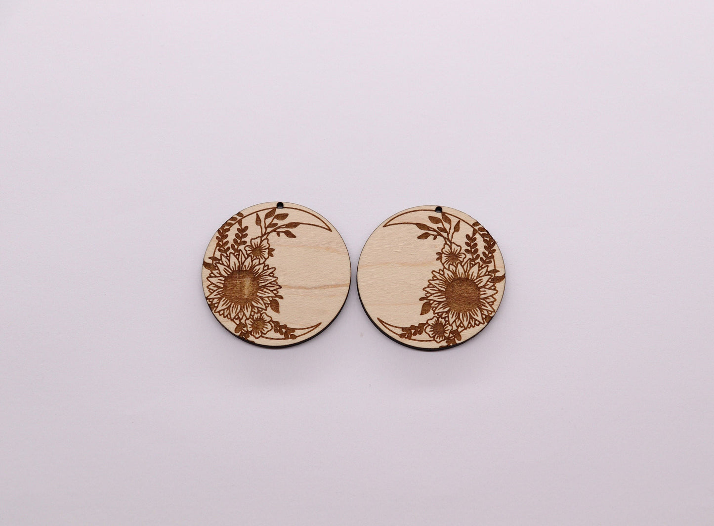 Sunflower wood earring blanks, earring blanks, wood cutouts