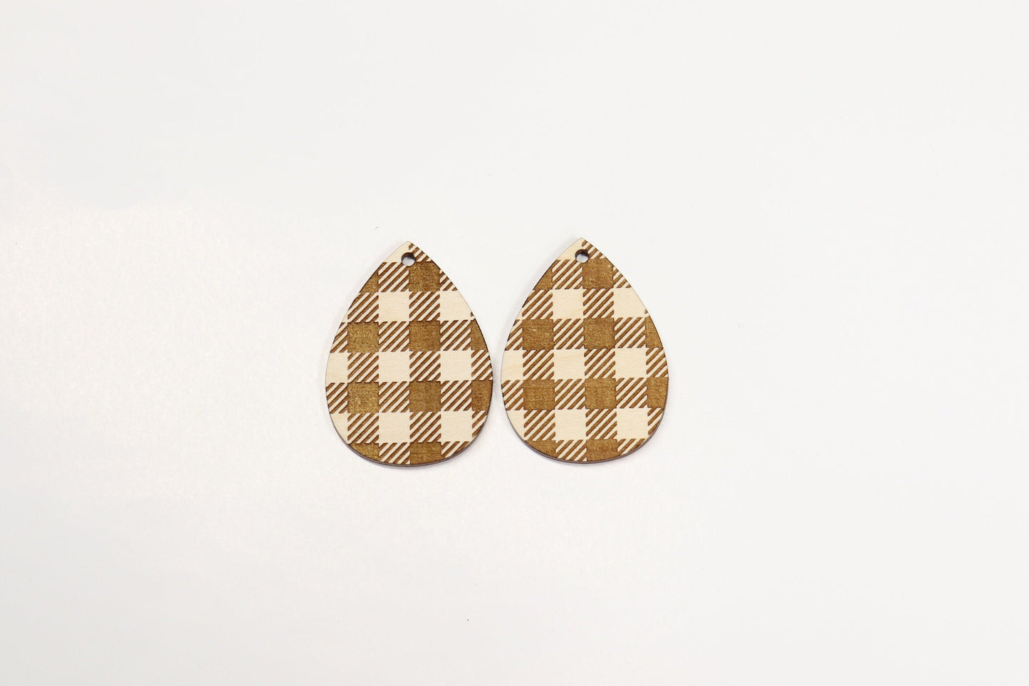 Plaid teardrop blanks, earring blanks, wood earrings