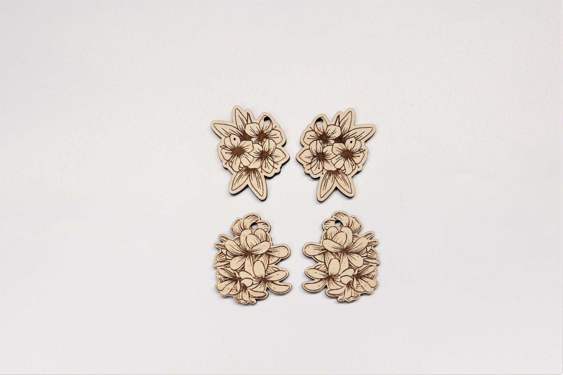 Flower earrings, wood earring blanks, wood cutouts