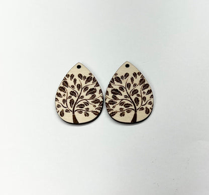 Teardrop wood earring blanks, earring blanks, wood blanks